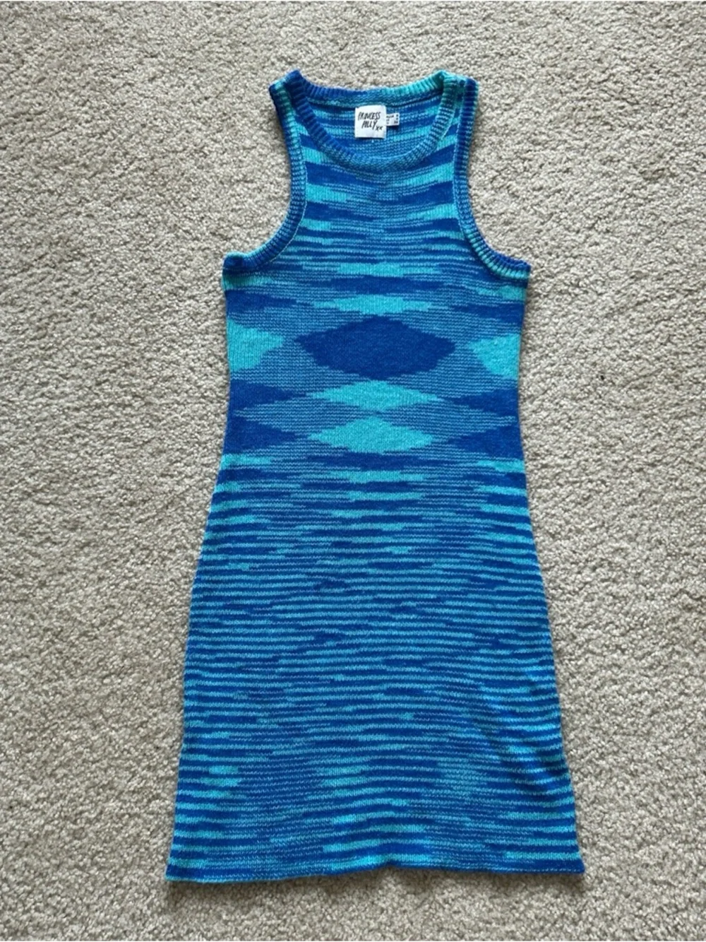 💎 PRINCESS POLLY Elish Blue & Teal Sleeveless Knit Mini Dress XS 💎 - Picture 3 of 5
